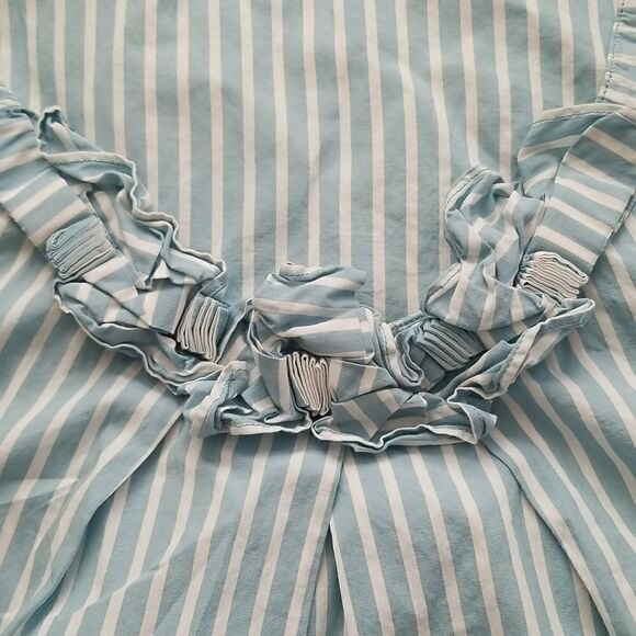 Talbots Blue and White Stripe Top Sz Small - Picture 3 of 7